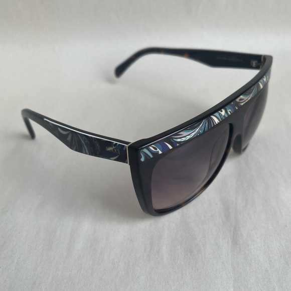 Emilio Pucci EP0008 Italy Shield Sunglasses Havana Gradient Smoke Abstract Print - Picture 12 of 14